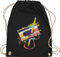 Turnbeutel Rucksack - Karneval & Fasching - Taschen - Retro Kassette I Retro Geschenke 80er Jahre Geschenk 90er Outfit I 90iger Jahre I Techno Outfit - Unisize - Schwarz - tasche karnevalsbeutel