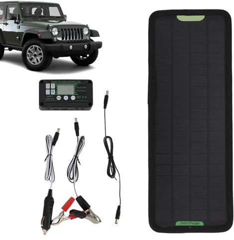 Chargeur de batterie de voiture solaire : mainteneur solaire, chargeur automatique d'égouttement | Panneau solaire compact, source d'énergie fiable, moto, bateau, camping-car