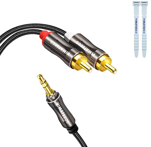 YIMATEECO 3.5mm to RCA Cable, RCA to 3.5mm Audio Cable Phono to Headphone Jack Stereo Aux Cord Y Splitter Gold Plated Connector for MP3, Phone, Speaker, Car Stereo, Amplifier (3.3FT, Aux Cables)