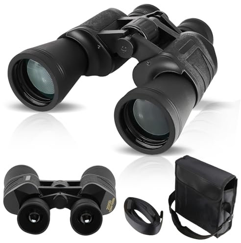FOCUHUNTER 20x50 Fernglas für Erwachsene mit Hochleistungs-FMC-Linse, leichtes Fernglas mit Okularabdeckung, Gummiarmierung, tragbare Tasche, Umhängeband, wasserdichtes Teleskop für Vogelbeobachtung