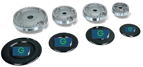 G GRIMALDI Set Cucina 4 Fuochi Bruciatori + Piattelli a doppio Foro compatibile Franke piano cottura ricambio elementi