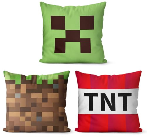 Pixel Kinder Kissen TNT Game Kissenbezüge 45cm x 45cm, Dekokissen Kuschelkissen, Pixel Spielen Spieler Kinderkissen, Gaming Geburtstagsgeschenk Geldgeschenk Deko -A