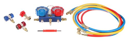 SIXTOL Mechanic AC Tester 1 | Klimaanlagen-Prüfset | Manometer Set | Dichtheitsprüfer | R12 R134a R22 | Auto-Klimaservice | 1/4 Schnellkupplung | Koffer