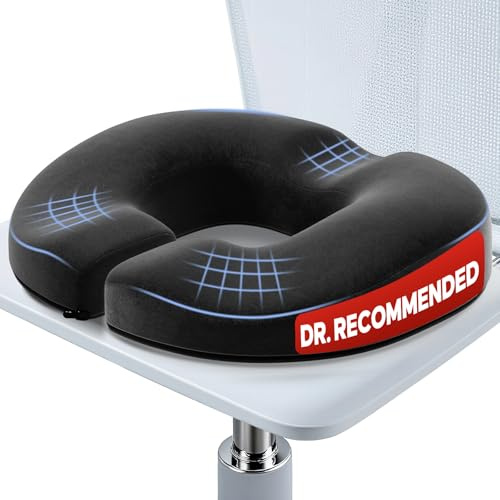 Benazcap Donut Pillow Seat Cushion for Hemorrhoids, Coccyx Cushion for Tailbone Pain Relief, Donut Pillow, Memory Foam Seat Cushion by Ergonomic for Sores, Sciatica(Good Support, Slightly Firm