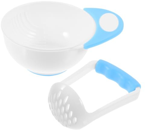 Baby Food Masher Bowl Set Pp Blue for Bread and Vegetables | Baby Grinding Bowl, Easy to Operate and Non-slip, for Car Rides and Everyday Use