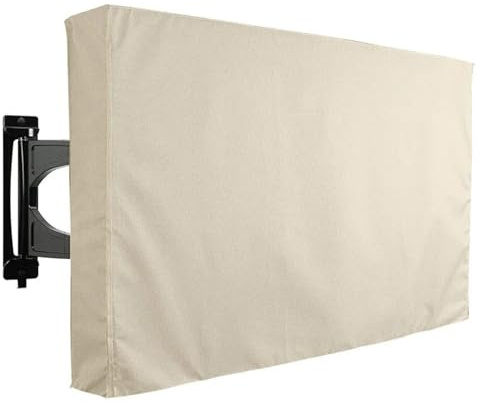 Regular Size Outdoor TV Covers - WITH BOTTOM COVER - Weatherproof Covers Television Case TV 22'' To 75''(Beige,50-52inch)