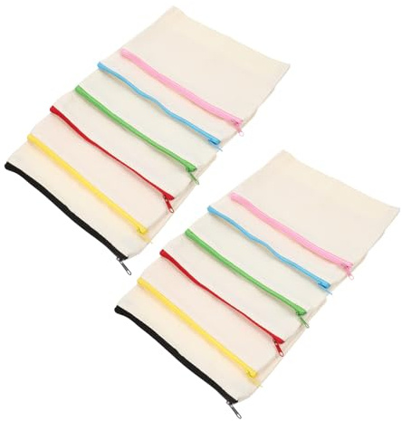 MUELODSIC 12stücke Kosmetiktasche aus Canvas Make-up Bag Kosmetikbeutel Tasche Beutel für Reisen Urlaub Ausflüge mit Reißverschluss Großes Fassungsvermögen für Make-up Bastelmaterialien