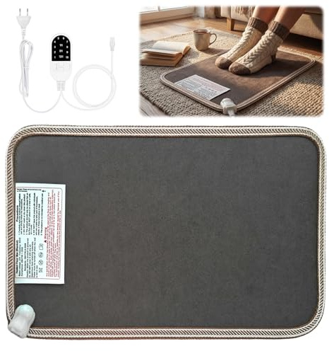 Noetopolis Heizmatte Fussboden, 50*30cm Heizmatte Füße mit Thermostat, Heizteppich mit 10 Heizstufen und 3 Zeiteinstellung, Beheizbare Fußmatte, Fußmatte Warm,Elektrisch Fußwärmer für Büro und Zuhause