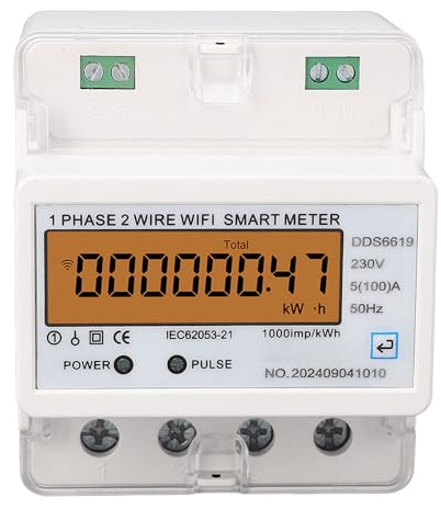 Spacnana WiFi-Smart-Meter, Einphasig, Ferngesteuerter Energiemonitor für Tuya-App, 5–100 A, 85–300 V, DIN-Schienenmontage für Stromverfolgung