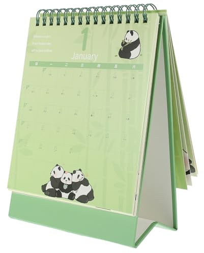 Angoily Stehkalender Tischkalender Kalender 2024 Panda Kalender Monatskalender 2024 Tageskalender Cartoon Minikalender Kleiner Stehkalender Klappkalender Kinderkalender