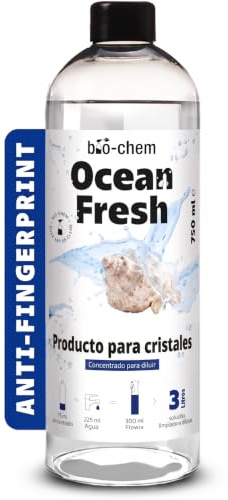 bio-chem Glasreiniger Konzentrat Ocean Fresh 750ml | Für bis zu 3L Reinigungslösung | für Fenster, Spiegel, Glastische & Küchenfronten