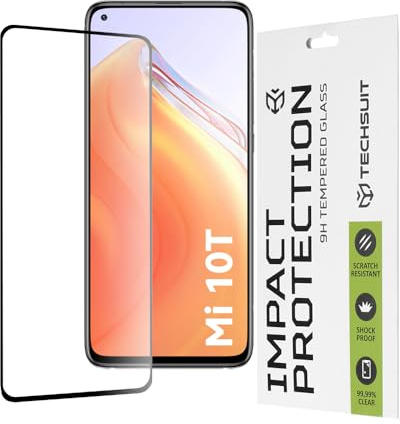 Techsuit Displayschutzfolie für Xiaomi Mi 10T 5G, Mi 10T Pro 5G Gehärtetes Glas mit 9H Härte, Vollständige Abdeckung, Stoßschutz, Oleophobe Beschichtung, Anti Fingerabdruck, 111D Full Glue