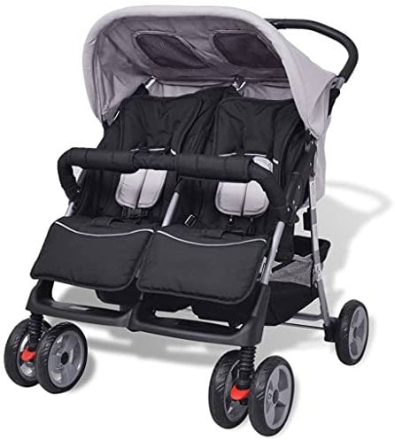 vidaXL Zwillingsbuggy Klappbar Kingderwagen Geschwisterwagen Zwillingswagen