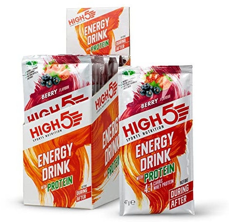HIGH5 Energy Drink with Protein, Electrolytes & Hydration, Berry, 12x47g | 4:1 carbohydrate blend in convenient sachets for endurance, performance, cycling and running fuel.