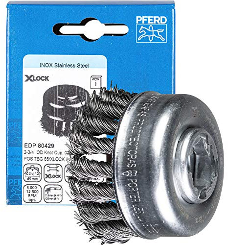 PFERD Topfbürste, ø 65mm, gezopft, 0,50mm Stahldraht, X-LOCK-Aufnahme, 43305026 – für schnelle und komfortable Werkzeugwechsel