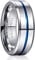 NUNCAD Ring Herren/Damen Wolfram Partner Ring Silber + Blau 8mm Breit Fashion Schmuck Ring für Hochzeit Verlobung Größe 63.4 (20.2)