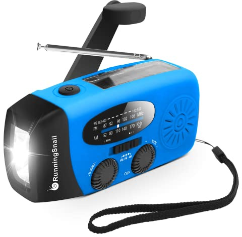 Upgraded Version RunningSnail Emergency Hand Crank Self Powered Am/FM NOAA Solar Weather Radio with LED Flashlight Emergency Power Bank for iPhone/Smartphone (088B)