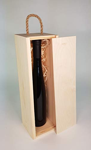 Tigana Weinbox Geschenk-Box Holz Holzbox mit Deckel - 1 Flasche (Box mit Holzwolle)
