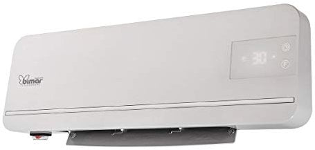Bimar HP116 Termoventilatore da Parete, Termoconvettore elettrico a muro a Basso Consumo, Elementi Riscaldabili Ceramica, 2 Livelli Potenza Riscaldamento, con Telecomando e Programmatore settimanale