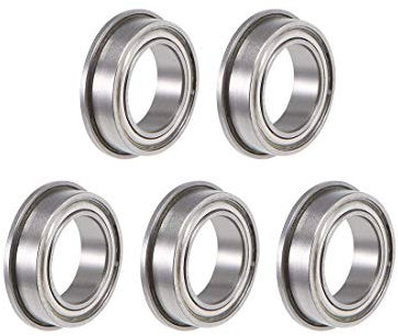 MF117ZZ Flansch Kugellager, 7 x 11 x 3 mm, geschirmt, Chrom, Kugellager, 5 Stück