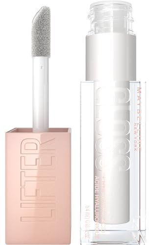 Maybelline Lifter Gloss, Hydrating Lip Gloss with Hyaluronic Acid, High Shine for Plumper Looking Lips, Pearl, Silver Pearl Clear, 0.18 Ounce