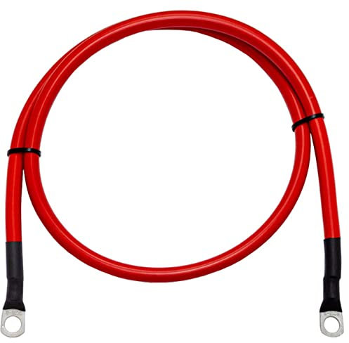 Lumonic 3m Cable de batería Cable de Tierra con 25mm² de sección Rojo - Cable de alimentación de automoción con 2X Terminal de Cable Tubular M8