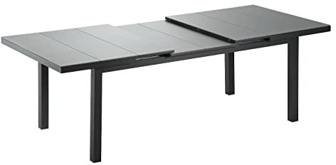 Niehoff Garden Auszugstisch Nancy, ausziehbarer Gartentisch, Gestell Aluminium pulverbeschichtet anthrazit, Tischplatte Glasauflage grau, 180/240 x 100 cm