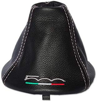 The Tuning-Shop Ltd Schaltsack kompatibel mit Fiat 500 500C Leder verschiedene Stickfarben erhältlich (Leder grau Stickerei)