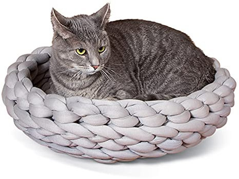 K&H PET PRODUCTS Katzenbett, gestrickt, rund, flexibel, 43,2 x 10,2 cm, Grau