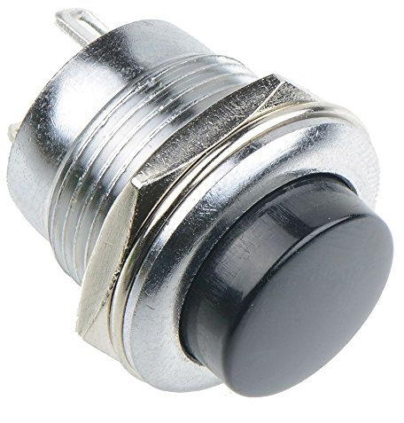 Black Off-(On) Metal Low Profile 16mm Round Momentary Push Button Switch 3A SPST