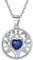 Silver Tree of Life Birthstone Pendant Necklace For Women September Birth Gemstone Simulated Sapphire Birthday Jewelry