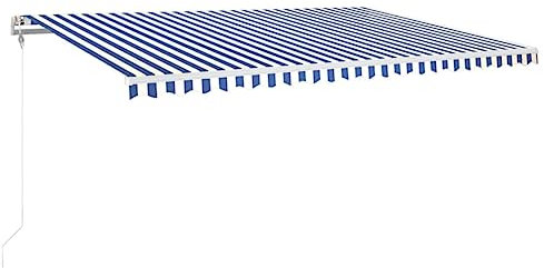 vidaXL Gelenkarmmarkise Automatisch Markise Sonnenmarkise Balkonmarkise Sonnenschutz Sichtschutz Terrasse Garten Balkon 500x350cm Blau Weiß