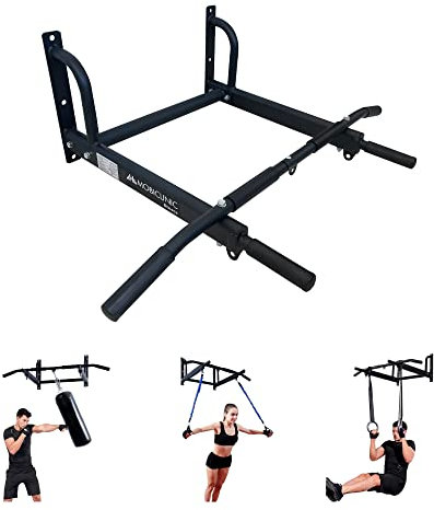 Mobiclinic® fitness, Barra dominadas, Kit de anclaje incluido, Apto para saco boxeo, Asas antideslizantes, Pared, Hasta 100 kg, Multifuncional, Calistenia, Gimnasio en casa