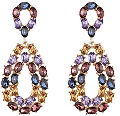 Clearine Damen Braut funkelnder Strass Kristall oval Cluster aushöhlen baumelnde Ohrringe für Party Abschlussball