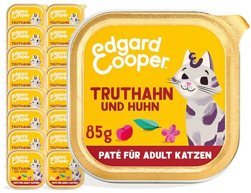 Edgard & CooperGetreidefreie Truthahn- und Huhn-Paté für Katzen 16x85g, Frisches Fleisch &,Natürliche Zutaten