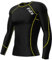 FDX Men's Compression Base Layer Top, Lightweight, Breathable, Long Sleeve Body Fit Quick Dry Cool Shirt All Season for Running Gym Workout Training Fitness Exercise(Black/Yellow, S)