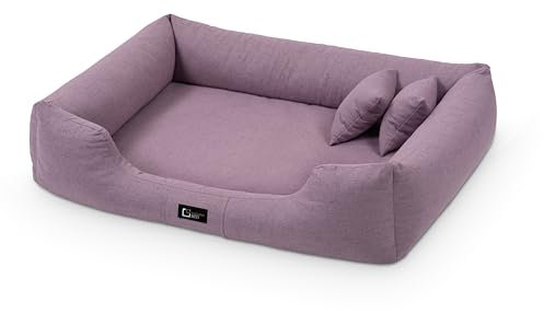 exclusive BED Orthopädisches Hundebett Bruno Grosse Mittelgroße Kleine Hunde - Hundekissen Hundematte aus Aura-Stoff - Memory Foam Kuschelig Langlebig Abriebfest Reißfest (L, Rosa)