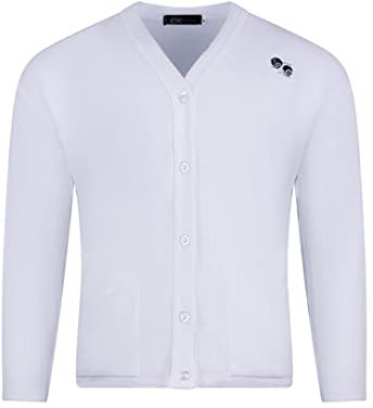 Dollar Jeans Bowls Cardigan Lawn Bowling Button Up V Neck Two Front Pockets Ribbed Hem & Cuffs Womens Ladies White XL