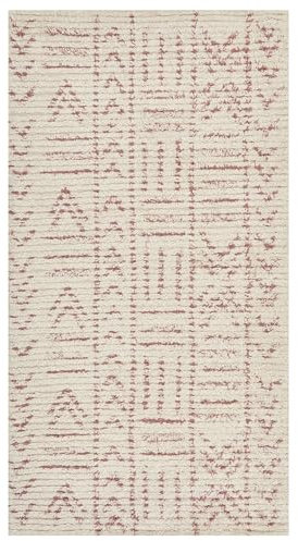 Beliani Teppich Baumwolle beige/rosa Muster geometrisch rechteckig 80 x 150 cm Edirne