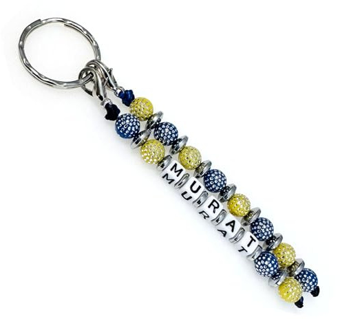 Schlüsselanhänger/Taschenbaumler mit Namen f ür FENERBAHCE Fan Blau Gelb  Unisex/Personalisiert