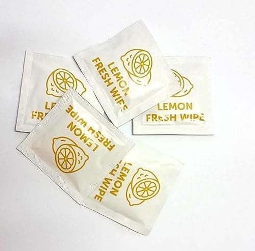 50 x Individually Wrapped Refreshing Lemon Scented Wet Wipes Hand Wipes Sachets Freshening Wet Wipes Foil Wrapped Hygienic Handy Wipes