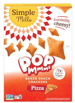 Simple Mills Pop Mmms Gebackene Snack-Knallbonbons, Pizza, 1 Stück, 118 ml | Glutenfreie Knallbonbons in Bitgröße, Käsepizza-Geschmack, hergestellt mit gesundem Gemüse, gebacken, nicht gebraten