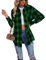 Buliezy Chemise Femme a Carreaux Manche Longue Chemisier élégant Chemise Classique Coton Plaid Veste,Vert,M