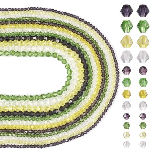 PandaHall - 12 hebras de cuentas de cristal facetado transparente, cuentas espaciadoras sueltas de cristal bicónico para manualidades, pulseras, collares, bisutería
