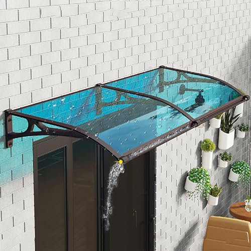 Vordach Für Haustür,polycarbonat Bogenvordach Für Balkon Fenster,mit Beidseitiger Abfluss Regenrinne,Aluminium Haustürdach überdachung Türdach Pultbogenvordach,für Terrasse Garten Hauseingangtraufe