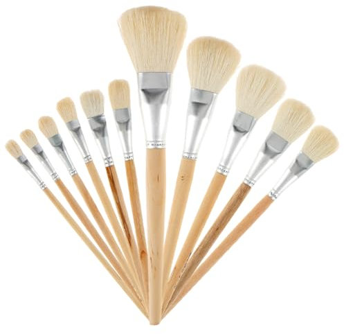 Aster 11pcs Acrylic Paint Brushes, Acrylic Gold Leaf Brush Versatile Goat Hair Brushes for Acrylic Painting, Metallic Foil Flakes Paint Brush for Gold Foil Watercolor Face Body Art