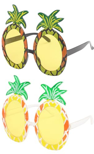 HDGSAFD 2 Stück Ananas-Sonnenbrillen, neuartige Brillen, hawaiianische Accessoires, lustige ananasförmige Brillen, Sonnenbrillen für Damen. Kostüm-Styling-Brille