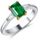 Daesar Eheringe Weißgold 585, Verlobungsring Damen mit 3 Steine 1ct Smaragd und 0.2ct Moissanit Trauringe Hochzeit Ringe Personalisiert Große 62 (19.7)