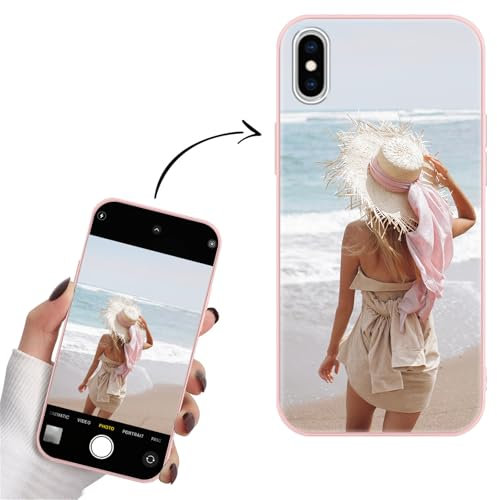 Yoedge Personalised Phone Case for iPhone XS Max 6.5, Personalised Image Photo Custom Design Flexible Soft TPU Silicone Rubber Shockproof Bumper Cover for Girls Women for iPhone XS Max, Pink