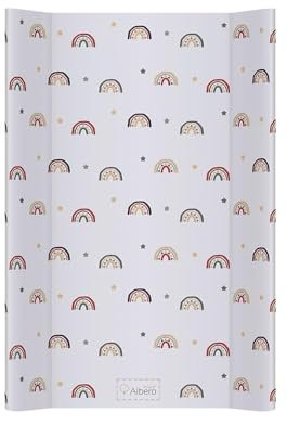 Bequem, Praktisch Wickelauflage 2 keil Wickelkommode harter Wickelmulde für Babybett 70x47 für Mädchen und Junge Abwaschbar PT70 404 Graue Regenbögen